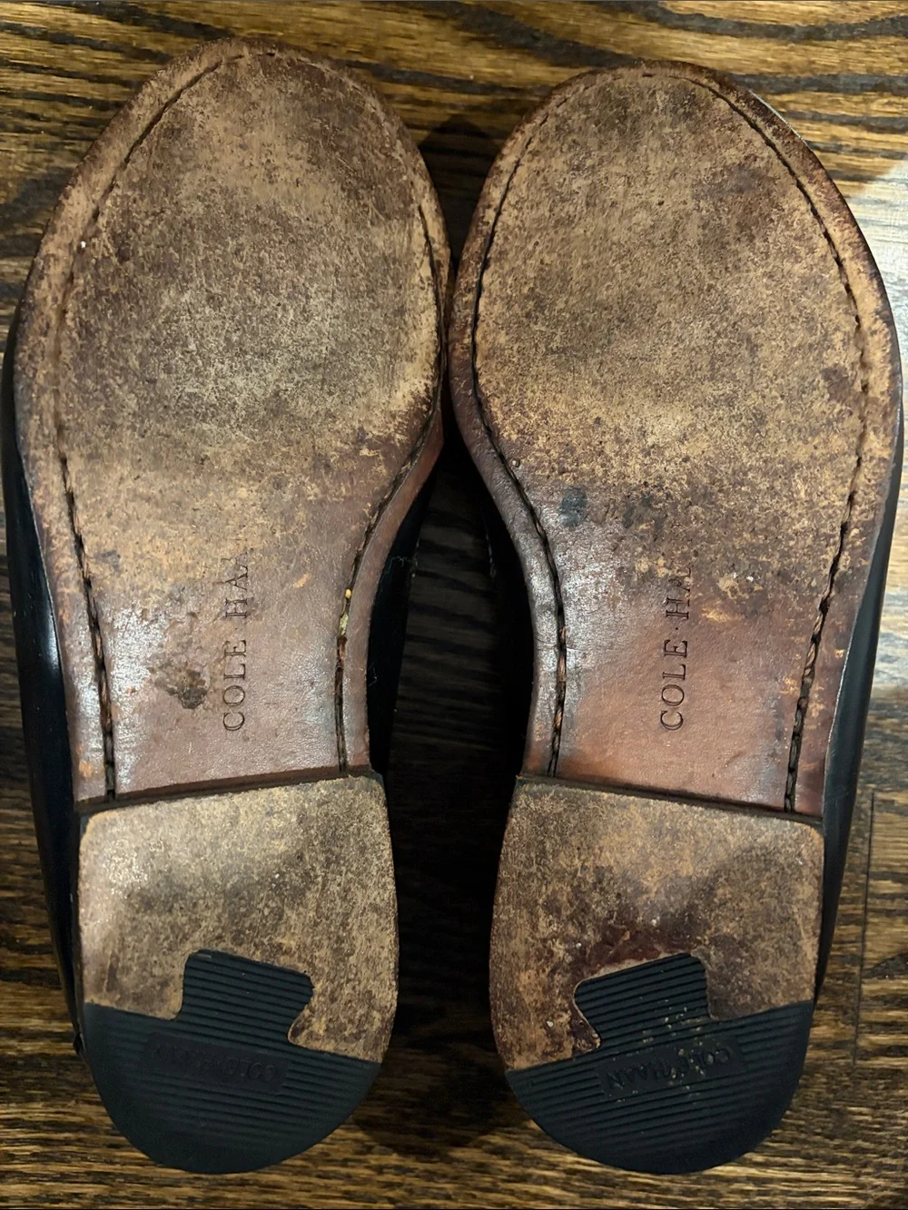 Cole Haan Black Leather Tassel Penny Loafers